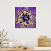 Kleurrijke Lavendel en Blauwe Fractal Poster (Keuken)