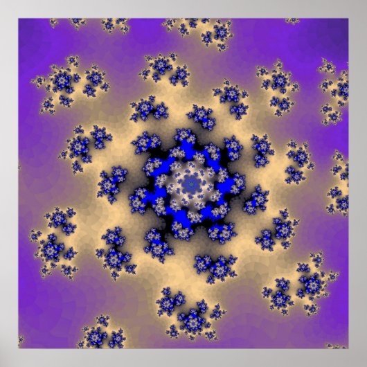 Kleurrijke Lavendel en Blauwe Fractal Poster (Voorkant)