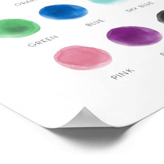 Kleurrijke leerkleuren educatief poster (Hoek)