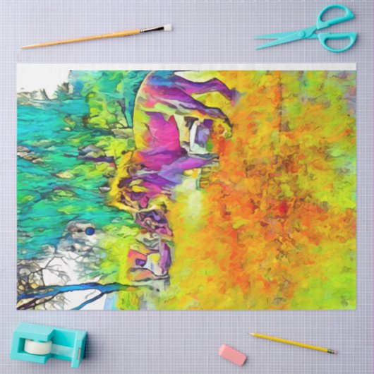 Kleurrijke Leeuw Decoupage Print Rainbow Tissuepapier (Craft)