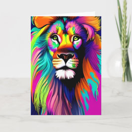 Kleurrijke Leeuw Digitale Kunst Kaart