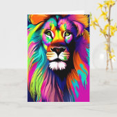 Kleurrijke Leeuw digitale kunst Kaart (Gele Bloem)