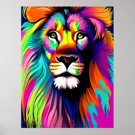 Kleurrijke Leeuw Digitale Kunst Poster