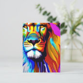 Kleurrijke Leeuw Digitale Kunst | Verjaardag Briefkaart (Staand voorkant)