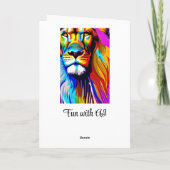 Kleurrijke Leeuw digitale kunst | Verjaardag Kaart (Achterkant)