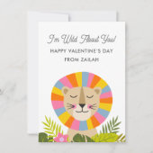 Kleurrijke Leeuw Dol op Jou Kinderen Valentijnsdag Feestdagenkaart (Voorkant)