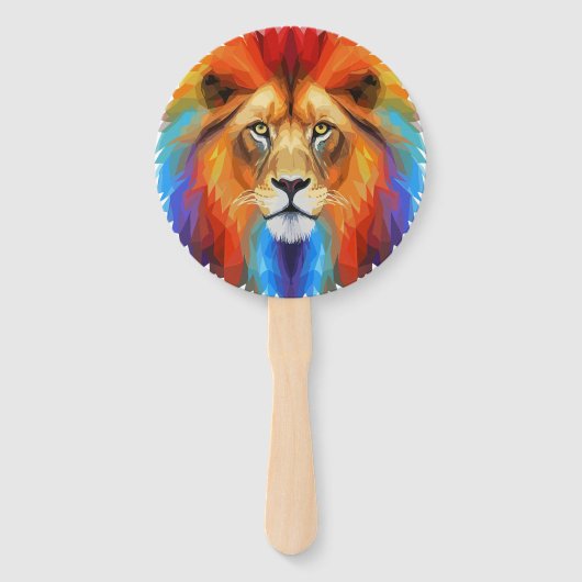 Kleurrijke leeuw handwaaier (Achterkant)