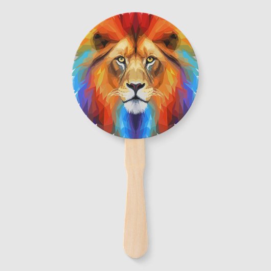 Kleurrijke leeuw handwaaier (Voorkant)