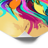 Kleurrijke Leeuw Hoofd Portret Perfect Poster (Hoek)