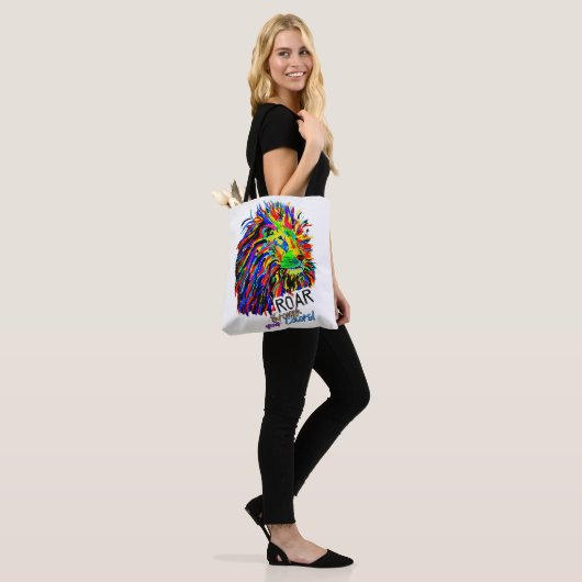 Kleurrijke Leeuw Tote Bag (Op model)