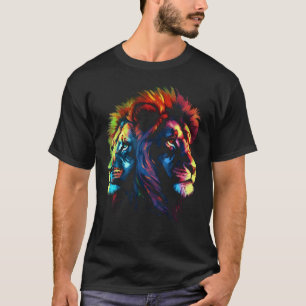 Kleurrijke Leeuw Ying en Yang Dierentuin Dier Le T-shirt
