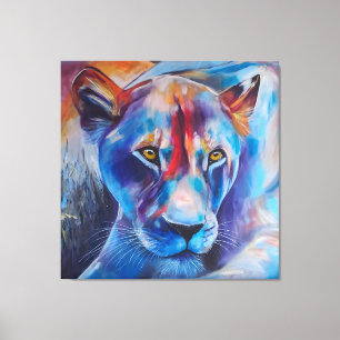 Kleurrijke Leeuwin Kunst - Wilde Huisdecoratie Canvas Afdruk