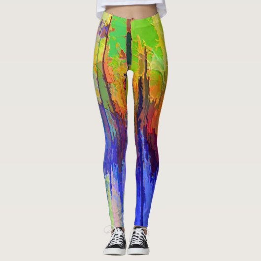 Kleurrijke Leggings met abstract ontwerp (Voorkant)