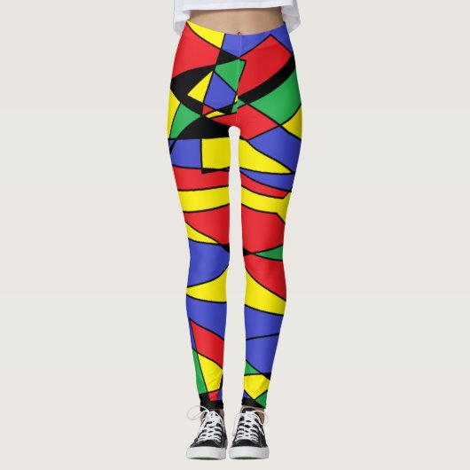 Kleurrijke Leggings Patroon Abstracte Kleuren (Voorkant)