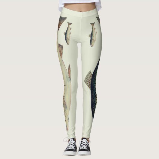 Kleurrijke leggings ter illustratie van  zalm (Voorkant)