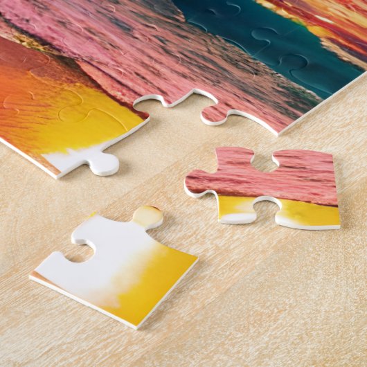 Kleurrijke Legpuzzel Waterverf Beach Sunset (Zijkant)