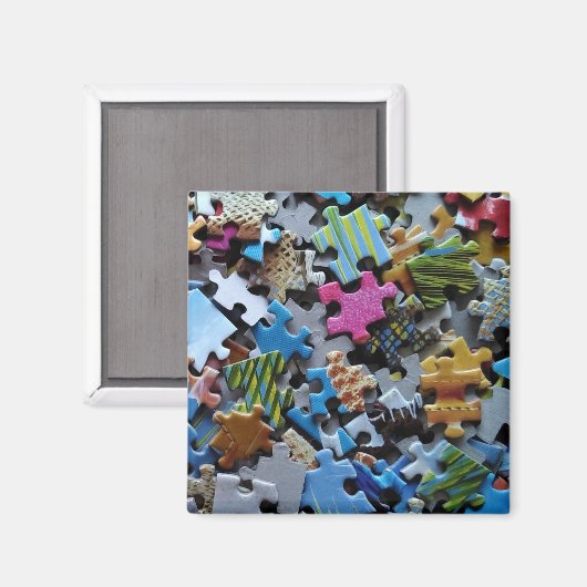 Kleurrijke legpuzzelstukken 2  magneet (Voorkant / Achterkant)