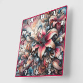 Kleurrijke lelie patronen met fractal ontwerp vierkante klok (Hoek)