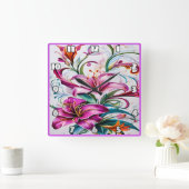 Kleurrijke leliebloemen in levendig bloemontwerp vierkante klok (Huis)