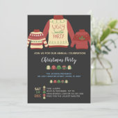 Kleurrijke lelijke trui kerstfeest uitnodiging (Staand voorkant)