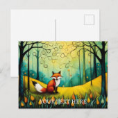 Kleurrijke lente bloem bos vos schilderij briefkaart (Voorkant / Achterkant)
