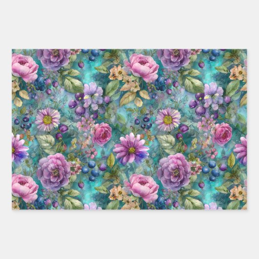 KLEURRIJKE LENTE BLOEM DECORATIEVE PAPIEREN SET INPAKPAPIER VEL (Voorkant 3)