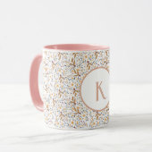 Kleurrijke lente bloem patroon monogram mok (Voorkant links)