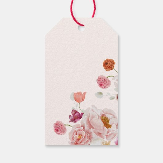 Kleurrijke lente bloemen boog dank u cadeaulabel (Achterkant)