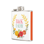 Kleurrijke lente bloemen bruiloft krans heupfles (Links)