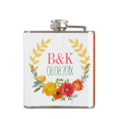 Kleurrijke lente bloemen bruiloft krans heupfles (Achterkant)