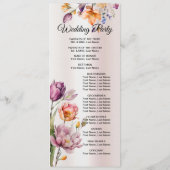 Kleurrijke lente bloemen bruiloft programma programmakaart (Achterkant)