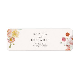 Kleurrijke Lente Bloemen Bruiloft Retouradres Etiket