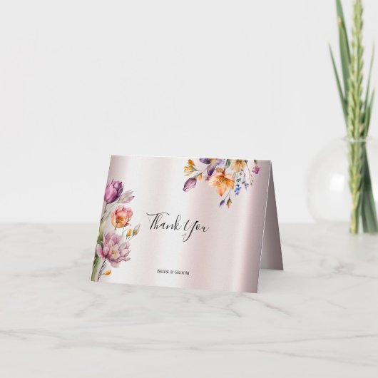 Kleurrijke lente bloemen dank je wel kaart (Voorkant)