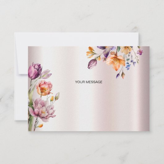 Kleurrijke lente bloemen dank je wel kaart (Achterkant)