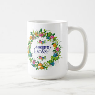 Kleurrijke lente bloemen & eieren Pasen ontwerp Koffiemok