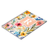 Kleurrijke lente bloemen gepersonaliseerd Monogram Notitieboek (Linkerzijde)