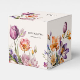 Kleurrijke lente bloemen gunst box bedankdoosjes