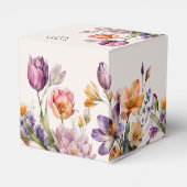 Kleurrijke lente bloemen gunst box bedankdoosjes (Achterkant)