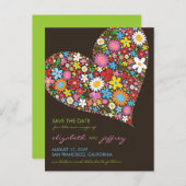 Kleurrijke Lente Bloemen Hart Liefde Save The Date Aankondigingskaart (Voorkant / Achterkant)
