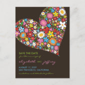 Kleurrijke Lente Bloemen Hart Liefde Save The Date Aankondigingskaart (Voorkant)