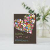 Kleurrijke Lente Bloemen Hart Liefde Save The Date Aankondigingskaart (Staand voorkant)