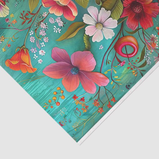 KLEURRIJKE LENTE BLOEMEN IN VAAS DECOUPAGE TISSUEPAPIER (Detail)