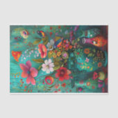 KLEURRIJKE LENTE BLOEMEN IN VAAS DECOUPAGE TISSUEPAPIER (Voorkant)