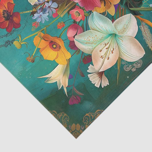 KLEURRIJKE LENTE BLOEMEN IN VAAS DECOUPAGE TISSUEPAPIER (Detail)