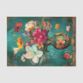 KLEURRIJKE LENTE BLOEMEN IN VAAS DECOUPAGE TISSUEPAPIER (Voorkant)