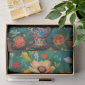 KLEURRIJKE LENTE BLOEMEN IN VAAS DECOUPAGE TISSUEPAPIER (Geschenk)