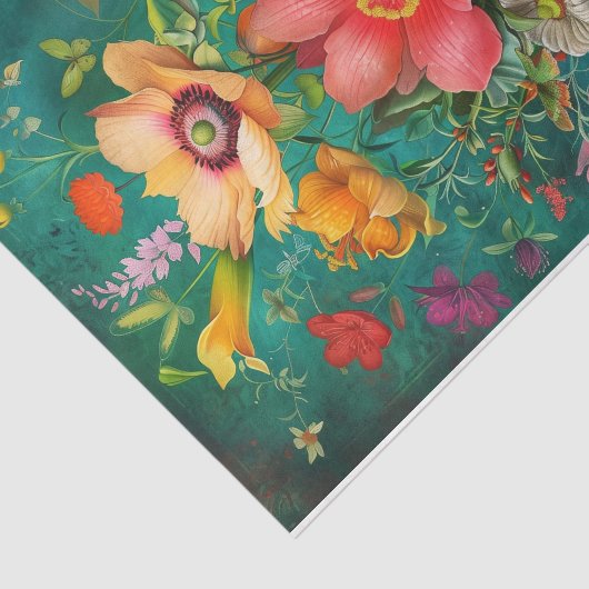 KLEURRIJKE LENTE BLOEMEN IN VAAS DECOUPAGE TISSUEPAPIER (Detail)