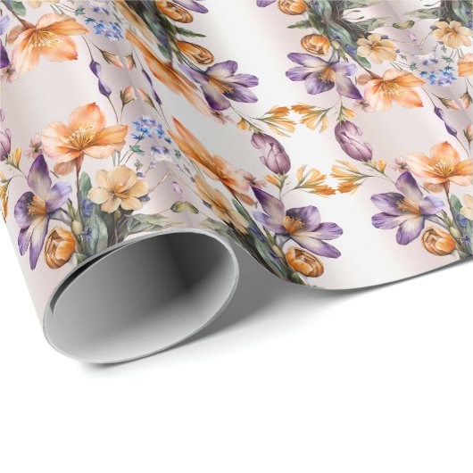 Kleurrijke lente bloemen inpakpapier (Rol Hoek)