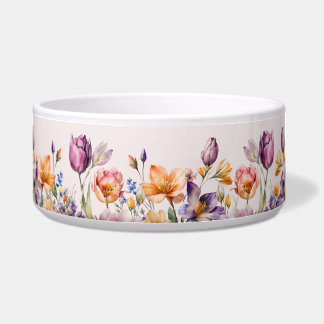 Kleurrijke Lente Bloemen Keramische Pet Bowl Voerbakje