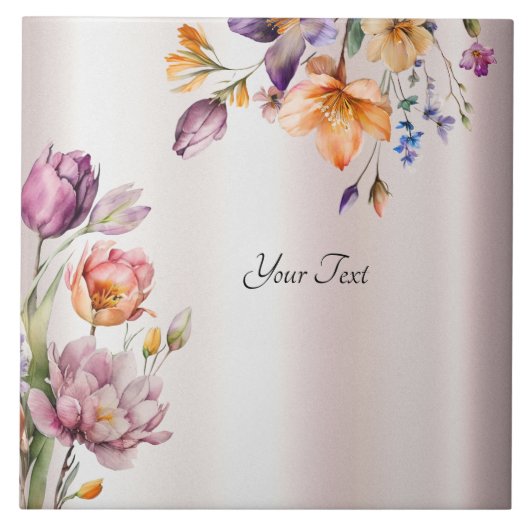 Kleurrijke Lente Bloemen Keramische Tegel Tegeltje (Voorkant)